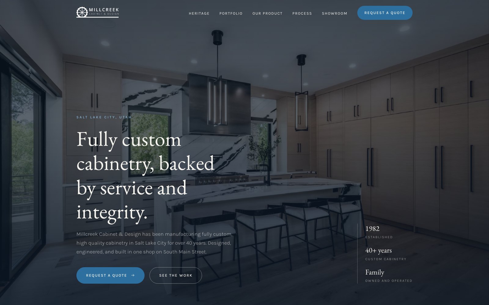 The new Millcreek Cabinet and Design homepage concept