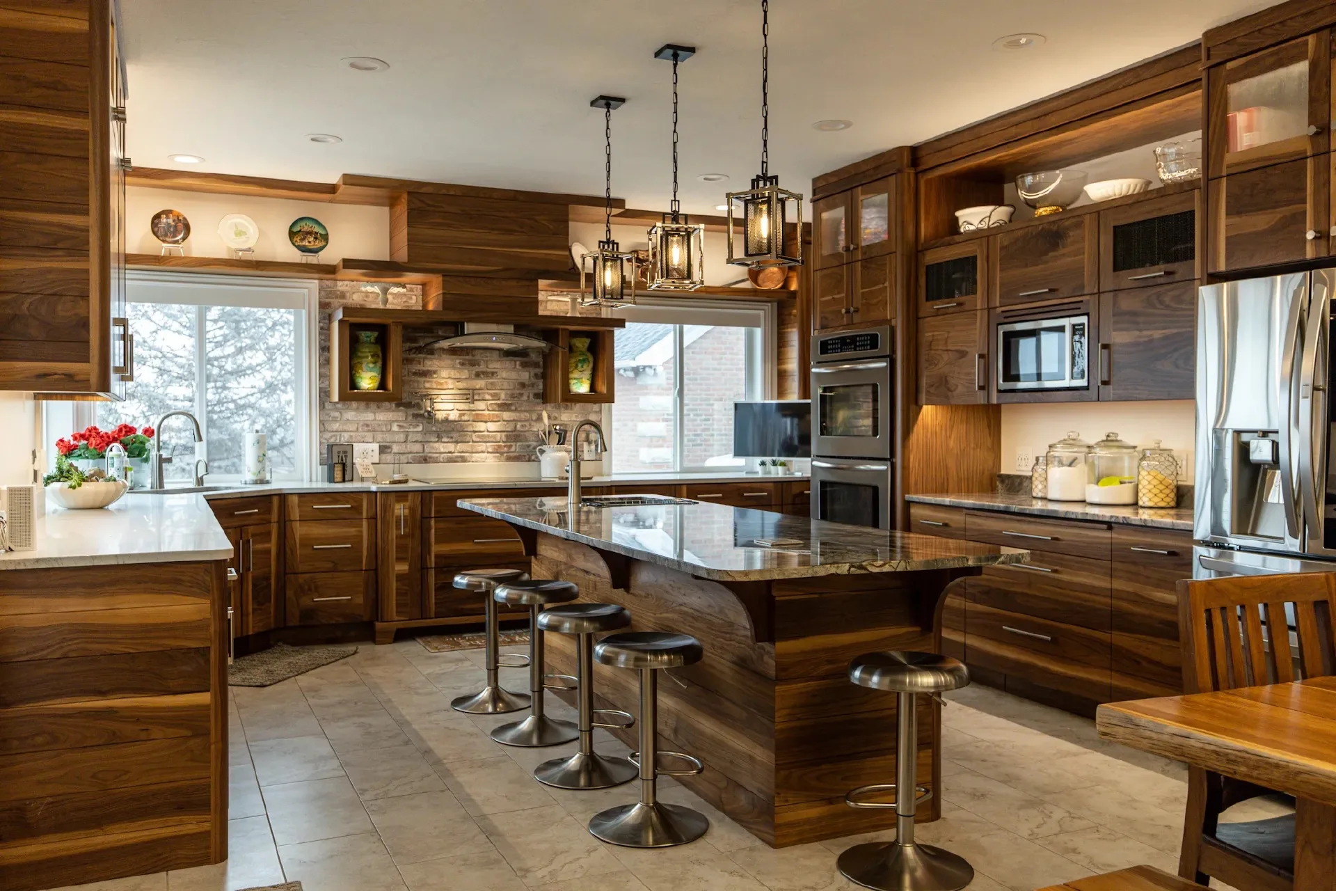 Custom walnut kitchen by Millcreek Cabinet and Design
