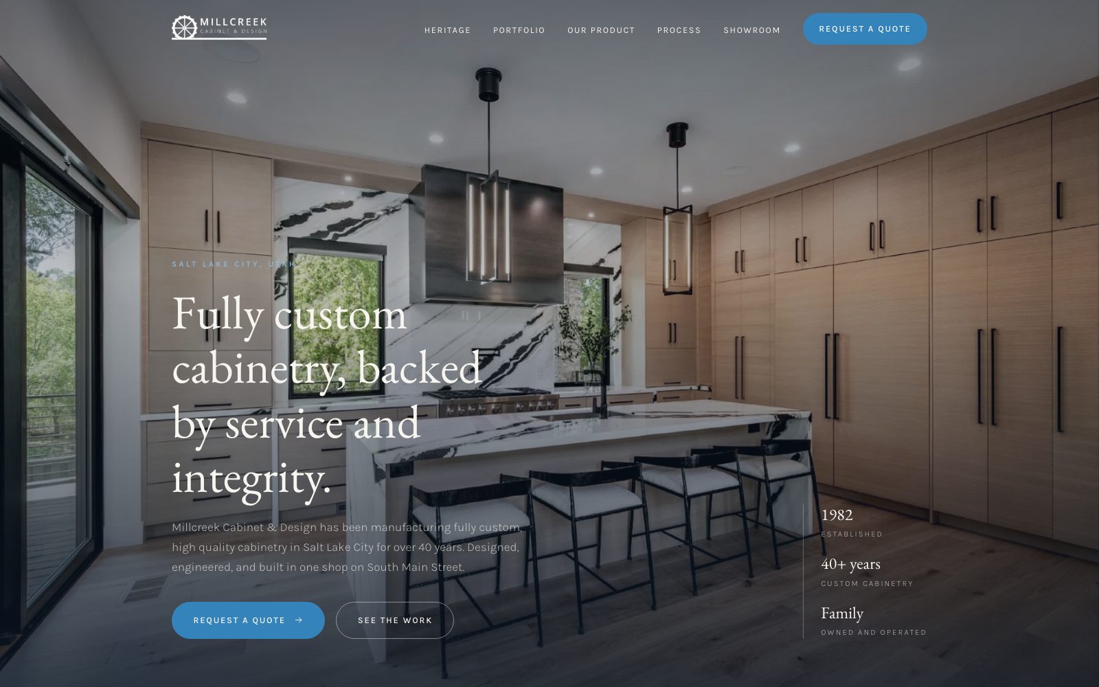 The new Millcreek Cabinet and Design homepage concept